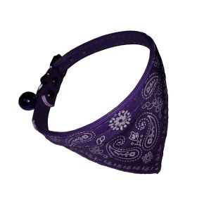 Pet Bell Triangular Binder Cat PU Collar Dog Saliva Towel Scarf For Small Dogs Pet Decorations (Color: purple)