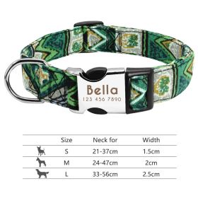 Adjustable Nylon Dog Collar Personalized Dogs Cat ID (Option: 013Green-L)