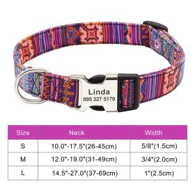 Adjustable Nylon Dog Collar Personalized Dogs Cat ID (Option: 030Orange-L)