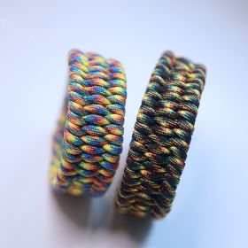 Dog Collar Woven Umbrella Rope Material (Option: Light Rainbow Left-29cm)