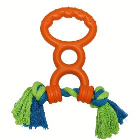 Rubber Two Loops Half Drawstring Dog Toy Rubber Pull Ring Grinding Teeth Bite Resistant Chew Interactive Knot Toy Throw Outdoor Training Pet Toy (Color: Orange)