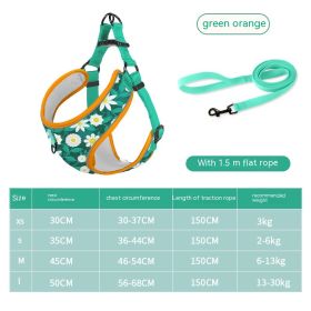 Pet Hand Holding Rope Vest-style Dog Reflective Explosion-proof (Option: Daisy Green Suit-M)