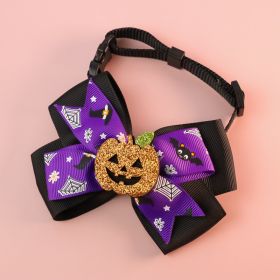 Pet Cat Dog Pumpkin Bow Tie Big Bell Decorations (Option: Black-XS15to22cm)