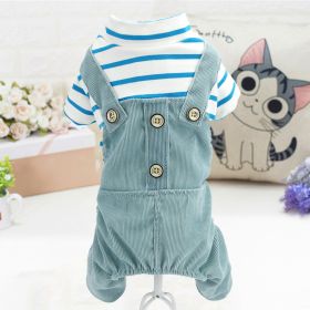 Pet Clothes Dog Four-legged Pet Clothes (Option: Fashion Brand Strap Blue-M)