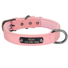 Engraved Lettering On The Neck Ring Of Dogs And Cats To Prevent Loss (Option: Pink-XS)