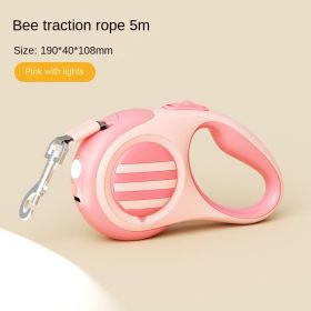 Pet traction rope Dog traction rope Strap type telescopic traction rope Walking dog traction rope Pet supplies wholesale (colour: Little Bee Towing Rope -5m Light Pink, Specification (L * W): individual)