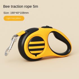 Pet traction rope Dog traction rope Strap type telescopic traction rope Walking dog traction rope Pet supplies wholesale (colour: Little Bee Towing Rope -5m Light Free Yellow, Specification (L * W): individual)