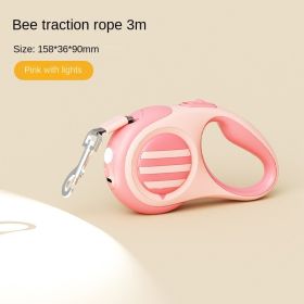 Pet traction rope Dog traction rope Strap type telescopic traction rope Walking dog traction rope Pet supplies wholesale (colour: Little Bee Towing Rope -3m Light Pink, Specification (L * W): individual)