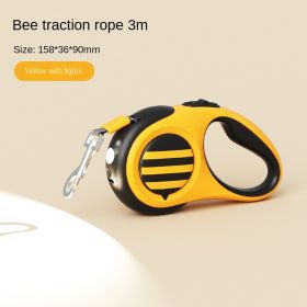 Pet traction rope Dog traction rope Strap type telescopic traction rope Walking dog traction rope Pet supplies wholesale (colour: Little Bee Towing Rope -3m Yellow with Light, Specification (L * W): individual)