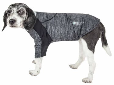 Pet Life Active 'Chewitt Wagassy' 4-Way Stretch Performance Long Sleeve Dog T-Shirt (Color: Black, size: medium)