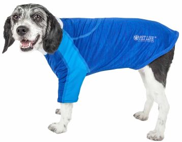 Pet Life Active 'Chewitt Wagassy' 4-Way Stretch Performance Long Sleeve Dog T-Shirt (Color: Blue, size: X-Large)