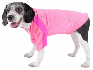 Pet Life Active 'Chewitt Wagassy' 4-Way Stretch Performance Long Sleeve Dog T-Shirt (Color: Pink, size: small)