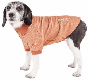 Pet Life Active 'Fur-Flexed' Relax-Stretch Wick-Proof Performance Dog Polo T-Shirt (Color: brown, size: large)