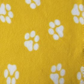 Dog Double-sided Fleece Blanket Warm Pet Blanket Cat Dog Paw Blanket Mattress Pet Pad (Option: Yellow Bottom White Claws-100X70CM)