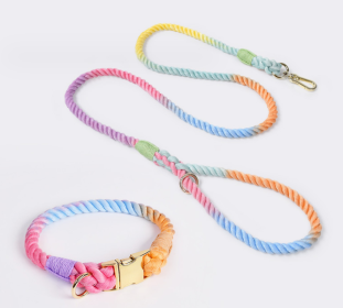 Weaving Gradient Colored Cotton Rope Pet Collar (Option: Makaron-M)