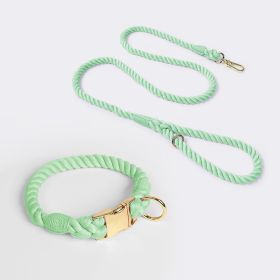 Weaving Gradient Colored Cotton Rope Pet Collar (Option: Mint Green-L)