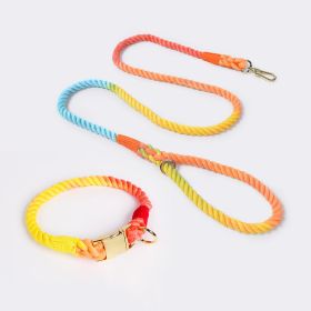 Weaving Gradient Colored Cotton Rope Pet Collar (Option: Rainbow-XL)