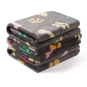 Pet Blanket Dog Cat Pad Warm Blanket Confetti Bone Dog's Paw Blanket (Option: Dark Gray-76*104CM)